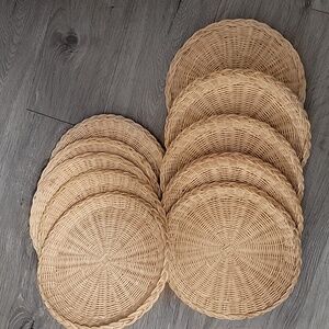 10" boho wicker plate holders set of ten